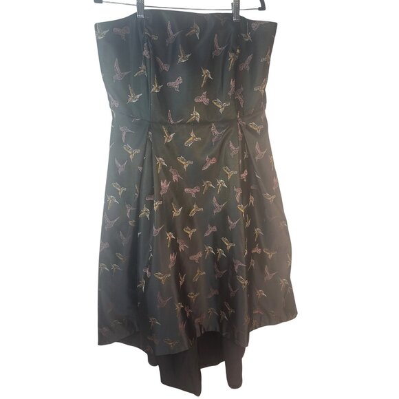Hutch Black Size 16 Strapless Dress With Multicolor Bird Print Size - Picture 2 of 16